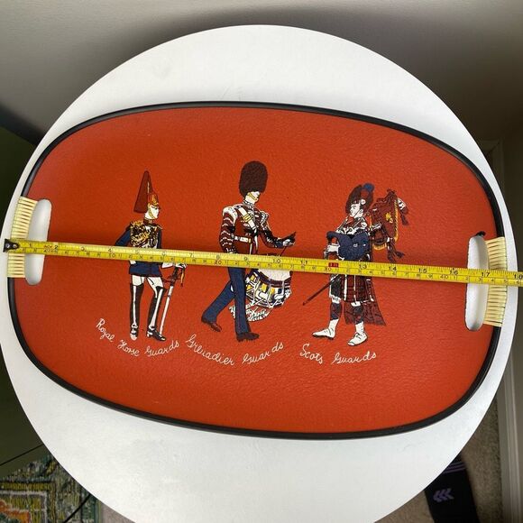 Chianti Vintage 3 Royal Guards Pattern Serving Pottery Tray Orange & Black - Picture 8 of 10